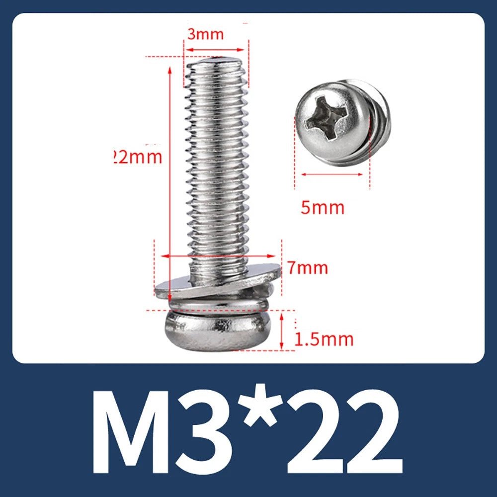 M2–M10 Phillips Button Head Machine Screws — 304 Stainless Steel - HomeDIYer