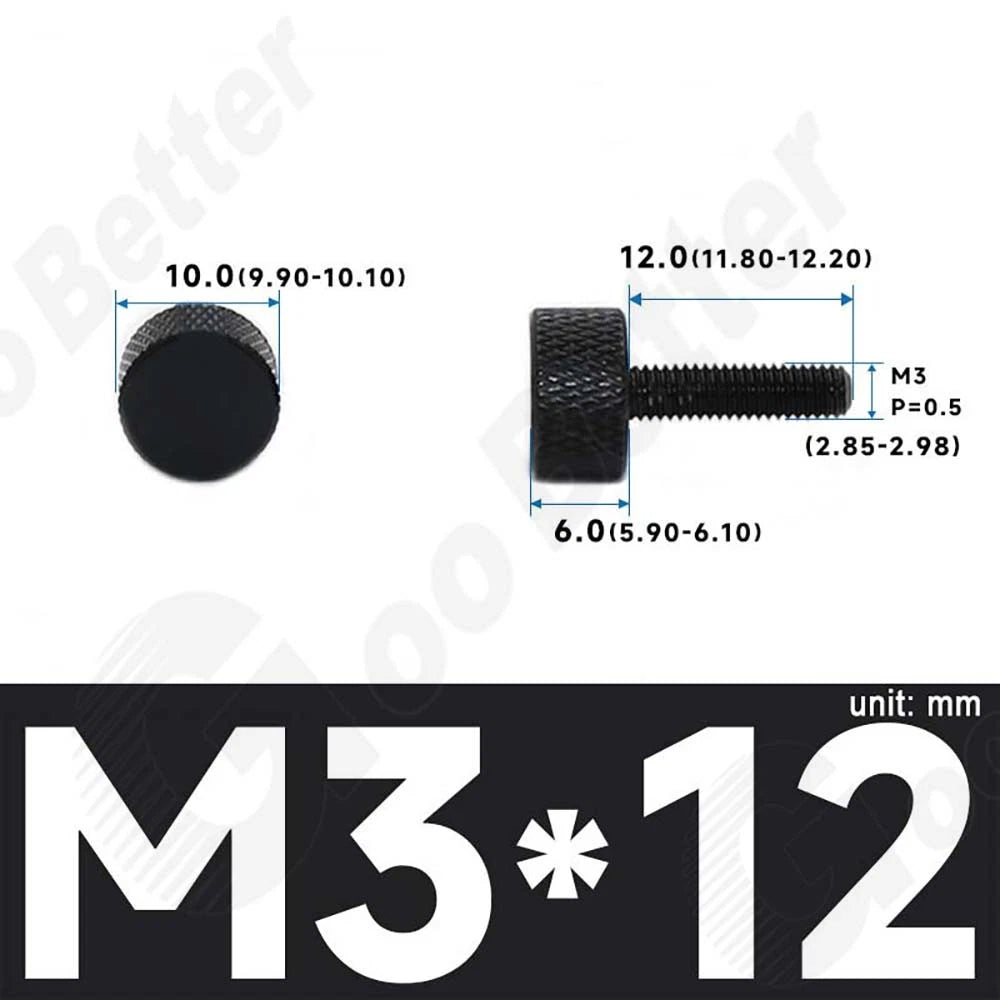 M3 M4 Knurled Thumb Screws – Aluminum Alloy Flat Head Hand Knob Bolts