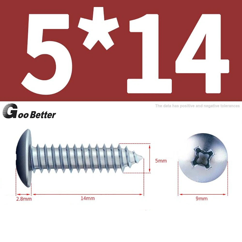 M3 M4 M5 M6 Pan Head Self Tapping Screws – Zinc Plated Carbon Steel