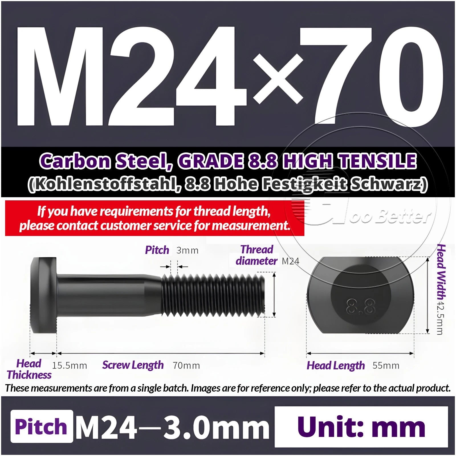 T-Slot Bolts M22 - M42 T Track Bolts 70mm to 500mm Long GRADE 8.8 HIGH TENSILE