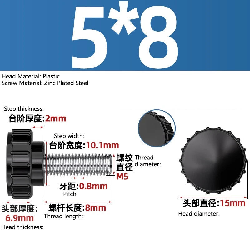M3-M8 A2/304 Stainless Steel Plastic Knob Thumb Screws Hand Twist DIY Machinery