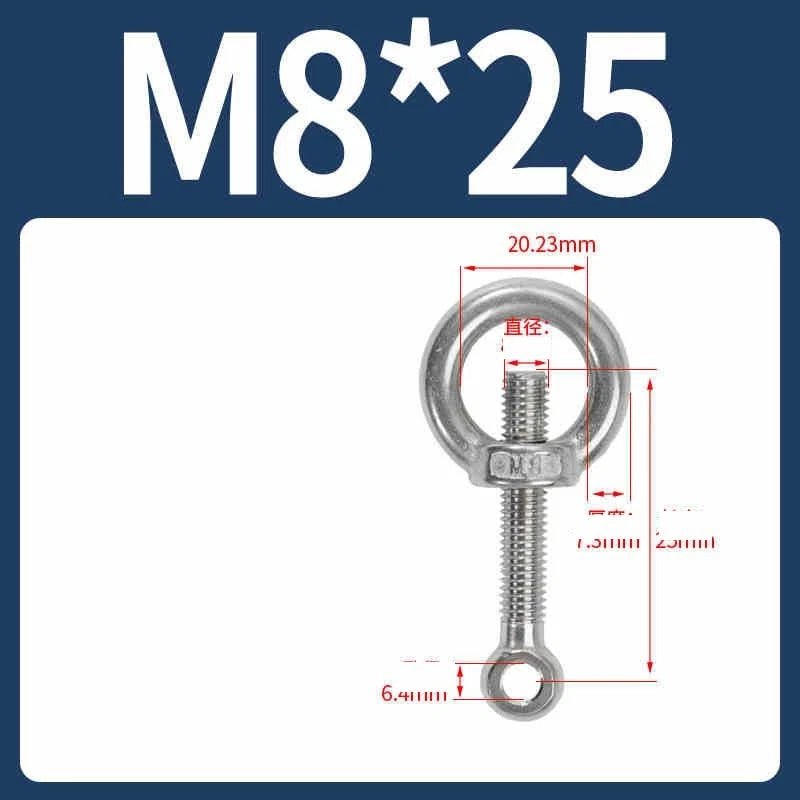 A2 Stainless Steel Eye Bolts with Nut — M5 M6 M8 M10 M12 Threaded Ring Screws - HomeDIYer