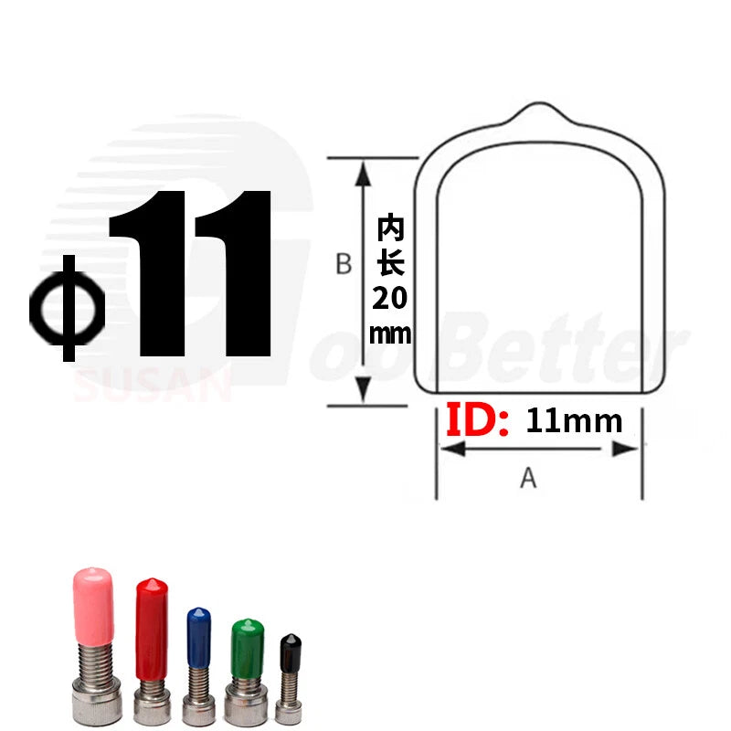 PVC End Caps for Screws, Bolts & Rods – Thread Protector Covers, 1.3–90mm, Black