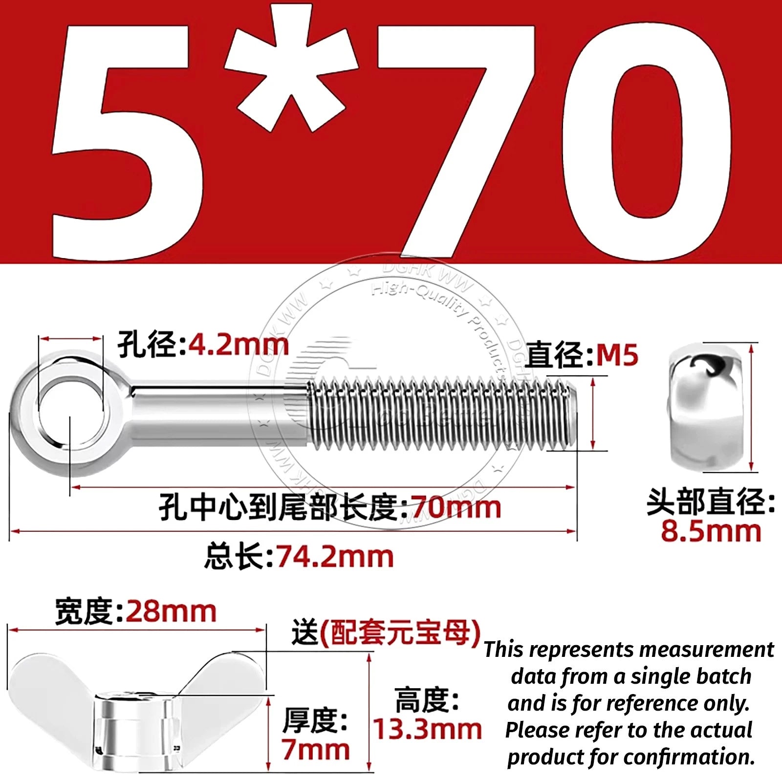 Eye Bolts with Nut — Forged Stainless Steel Threaded Ring Hanging Screws