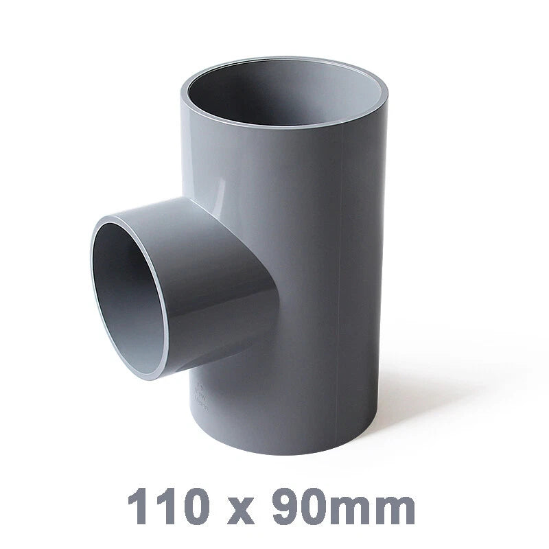 PVC Reducing Tee Pipe & Fittings Solvent Weld Pressure Adapter Connector Grey