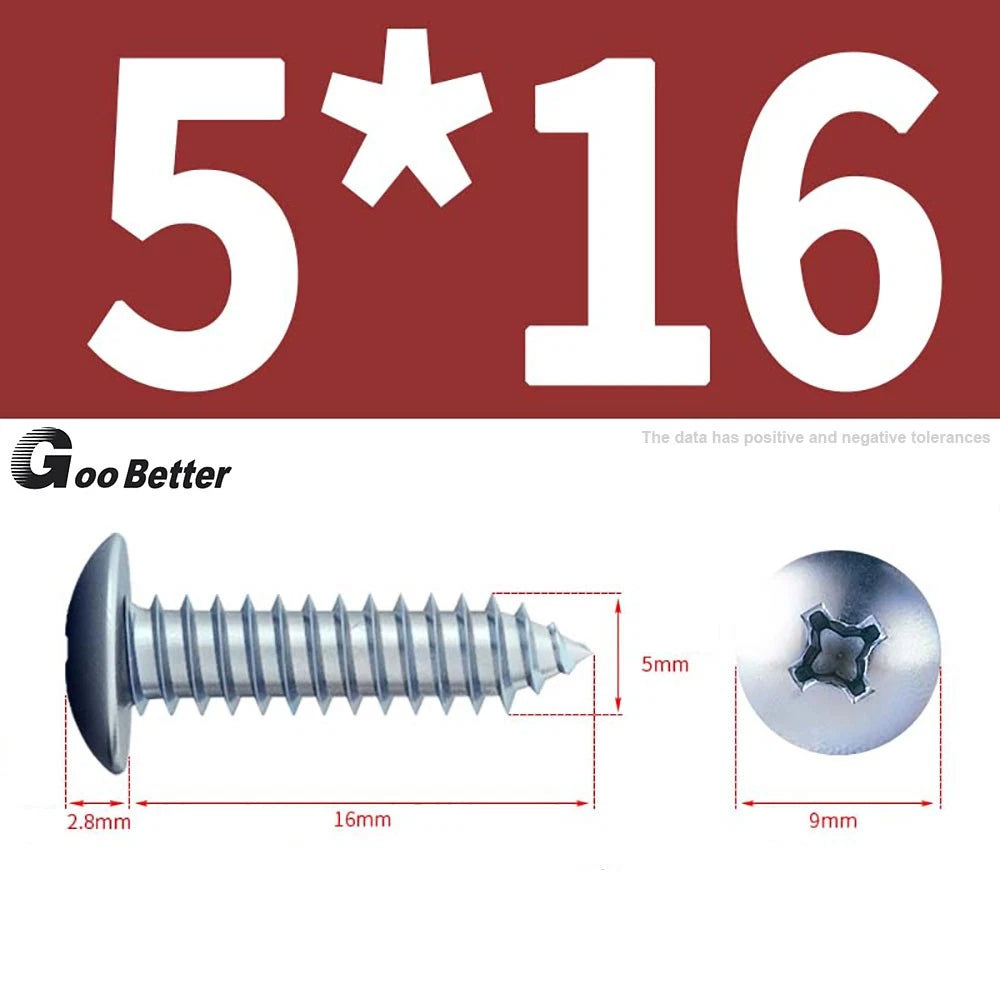 M3 M4 M5 M6 Pan Head Self Tapping Screws – Zinc Plated Carbon Steel