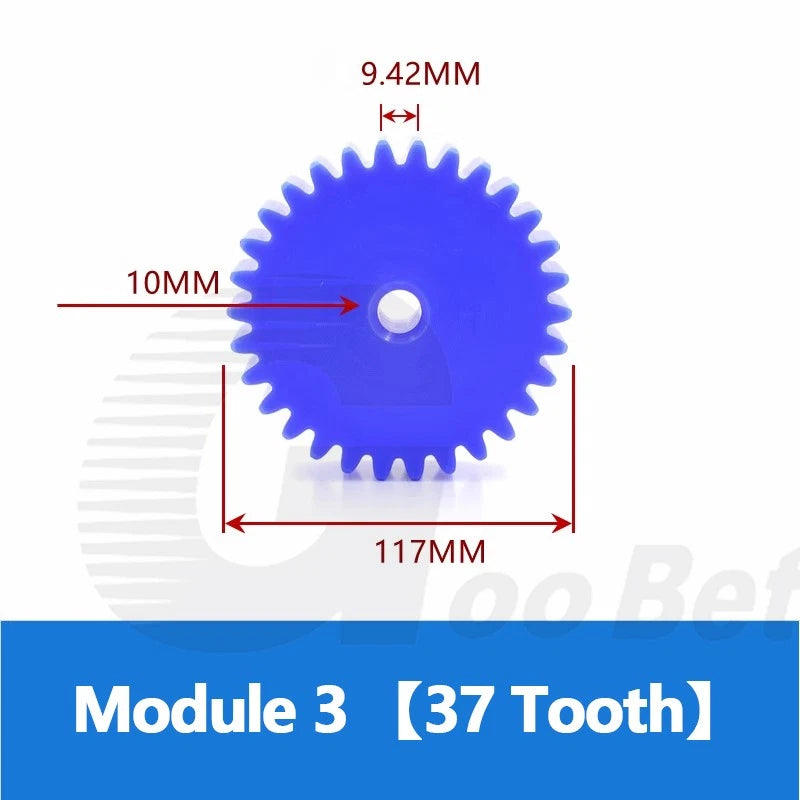Module 3 Nylon Flat Gear Spur Gear Plastic 12-60 Tooth Pinion Motor Gear Blue