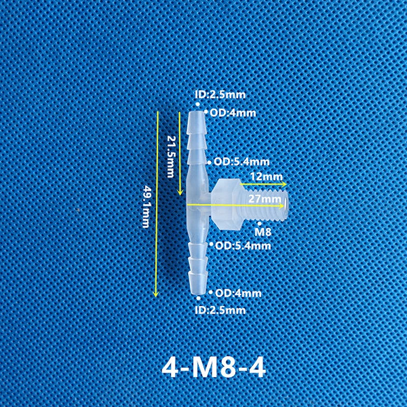 Plastic Male Thread 3-Way Hose Barb Connector — BSP & Metric, Equal Diameter