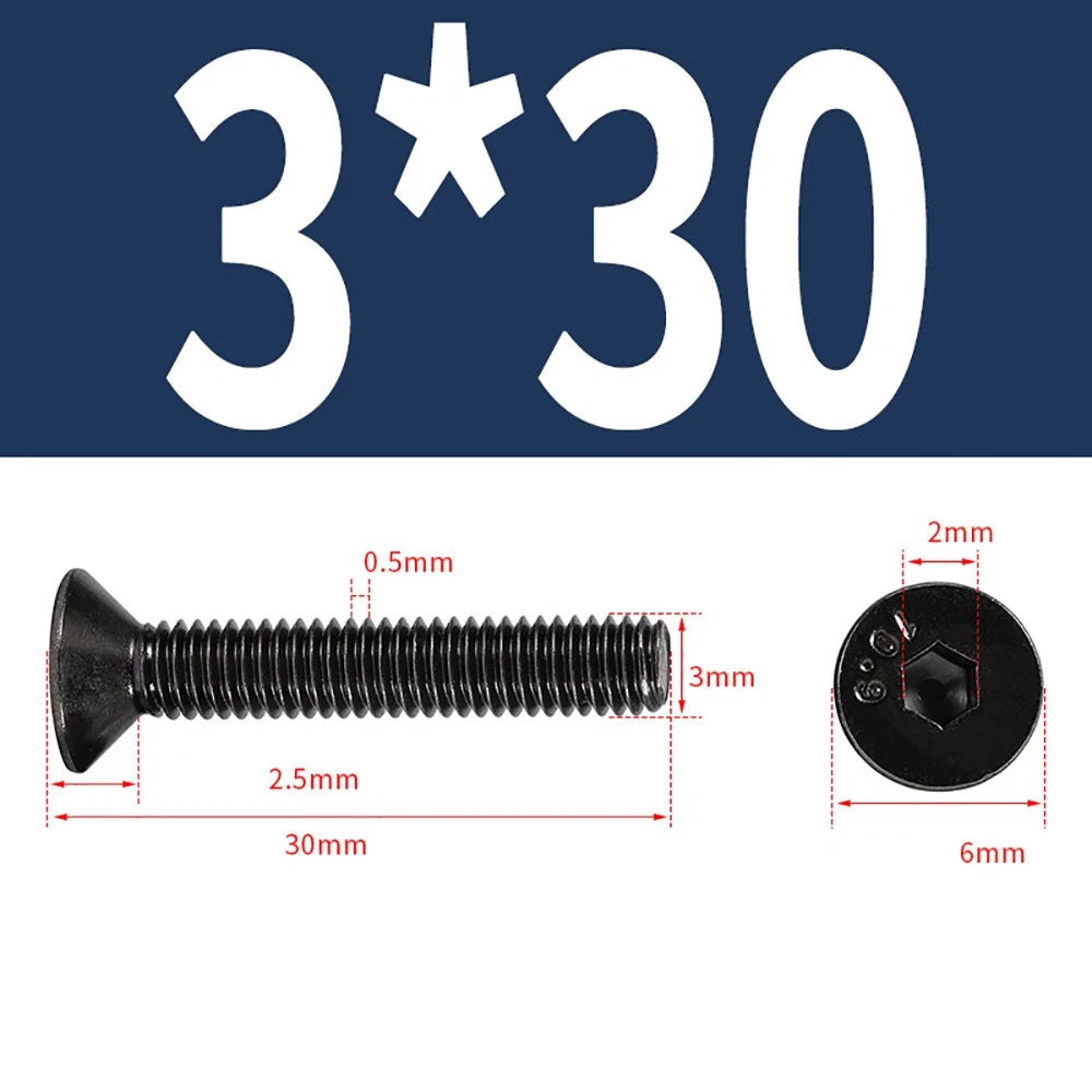 M2-M6 Countersunk Socket Head Cap Screws – Grade 10.9 Alloy Steel