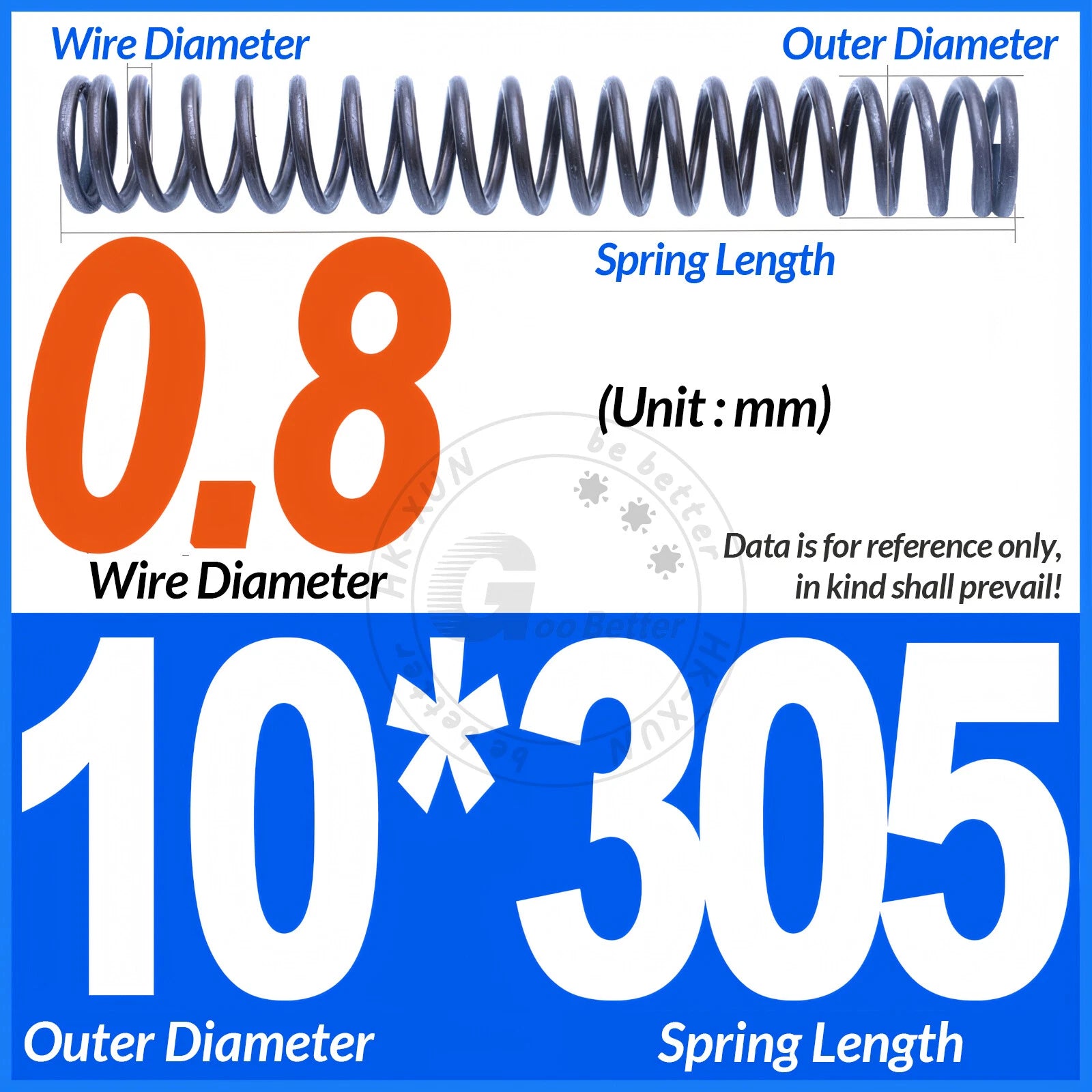 Length 305mm Compression Spring Pressure Springs OD 3-60mm Wire Dia 0.3mm-6.0mm