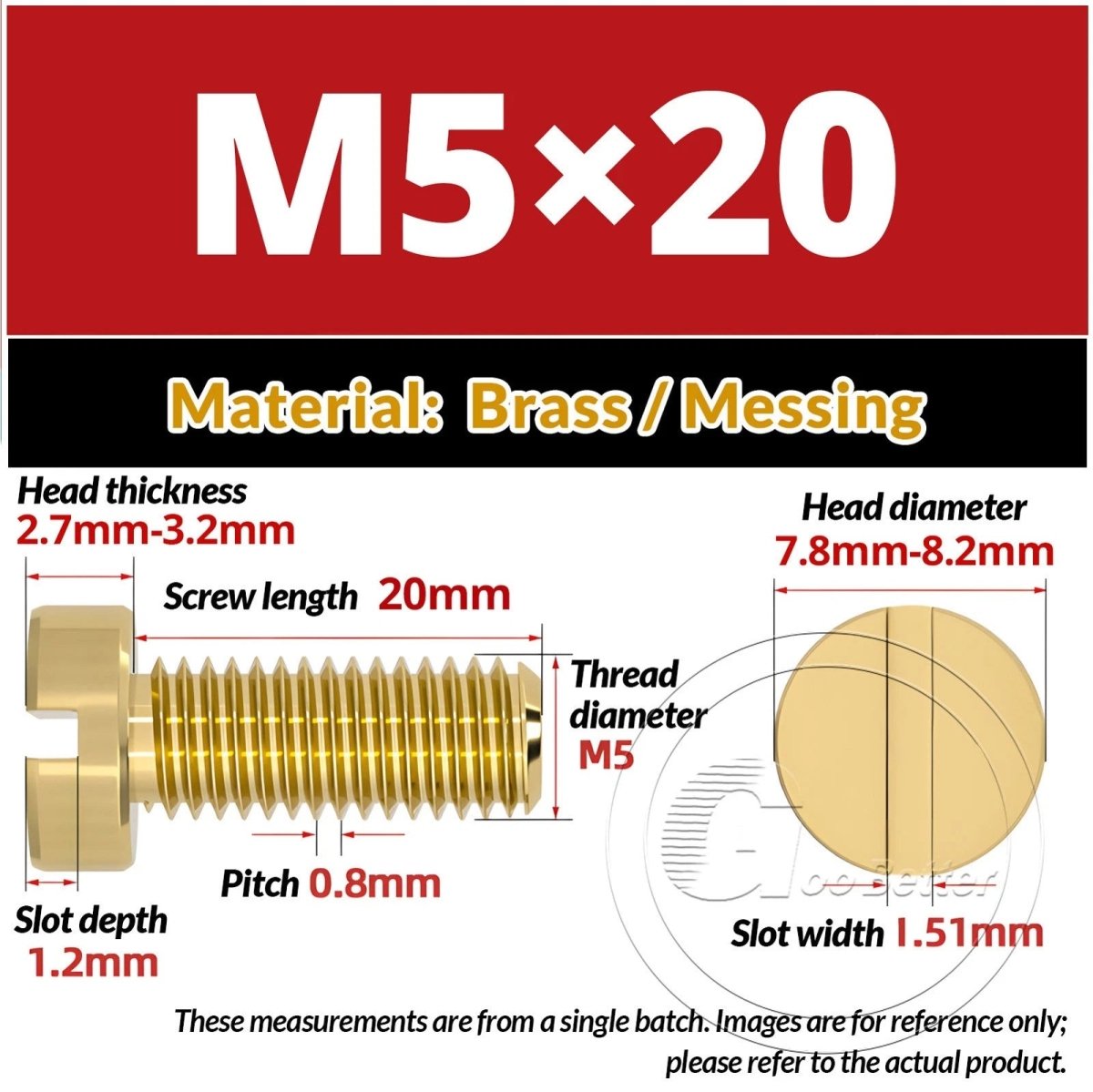 Brass Slotted Pan Head Machine Screws — M2 to M10, Multiple Lengths - HomeDIYer