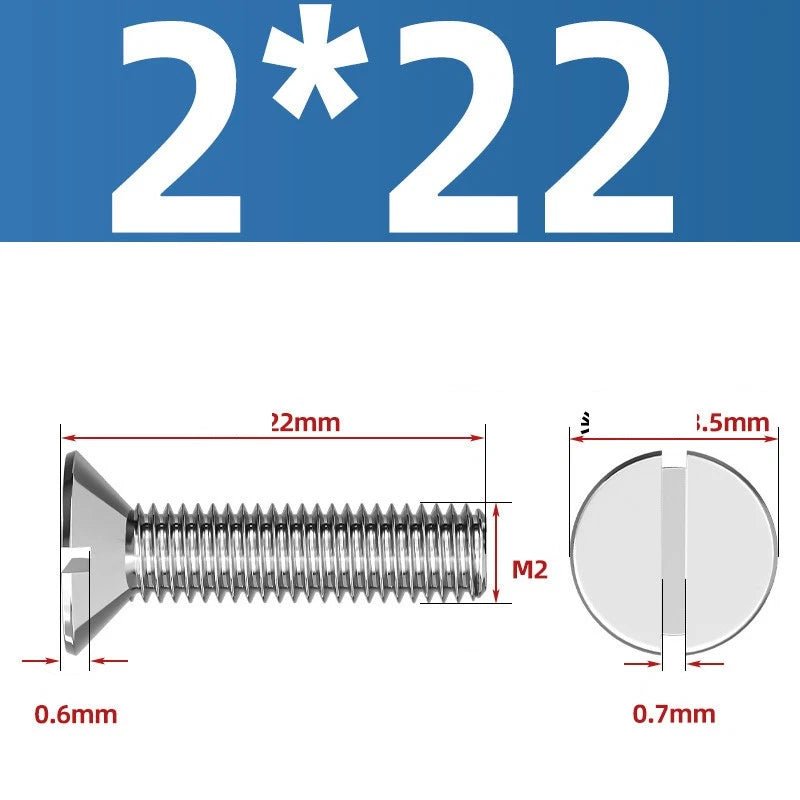 A2 Stainless Steel Slotted Countersunk Machine Screws — M1.6 to M10, Flat Head CSK Bolts - HomeDIYer