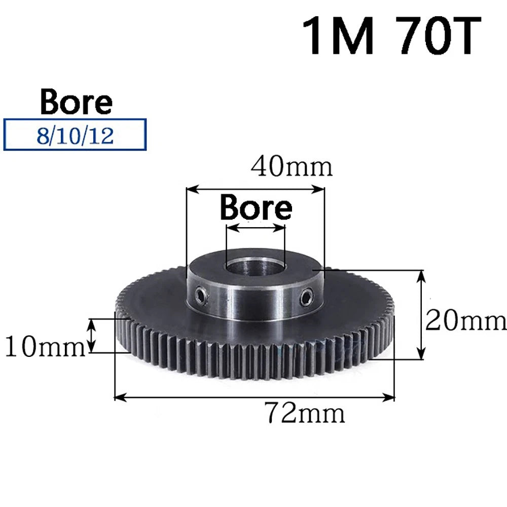 1 Mod 10T-100T Precision Spur Pinion Gear With Step 45# Steel Motor Gear x 1Pcs