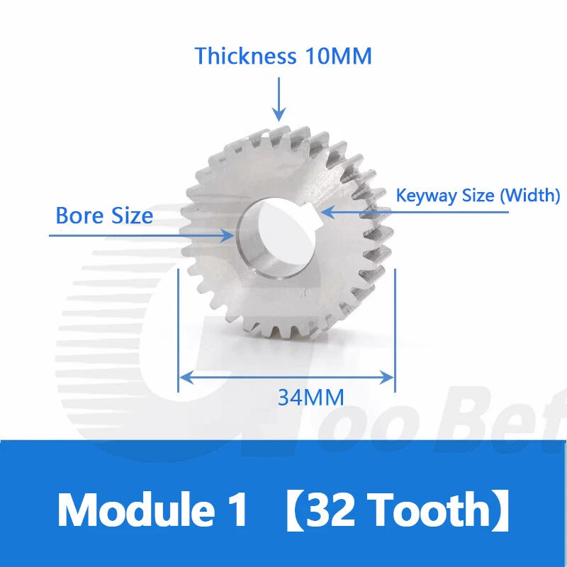 Spur Gear Stainless Steel Module 1 1.5 2 Motor Pinion 12 to 100 Tooth Flat Gear