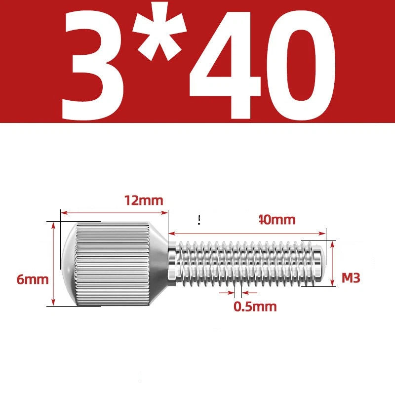 Knurled Thumb Screws – 304 Stainless Steel Small Head Thumbscrew Bolts M2–M8