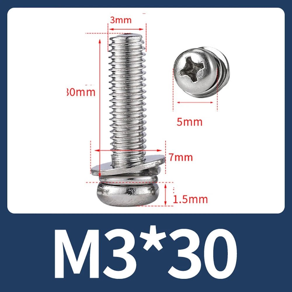 M2–M10 Phillips Button Head Machine Screws — 304 Stainless Steel - HomeDIYer