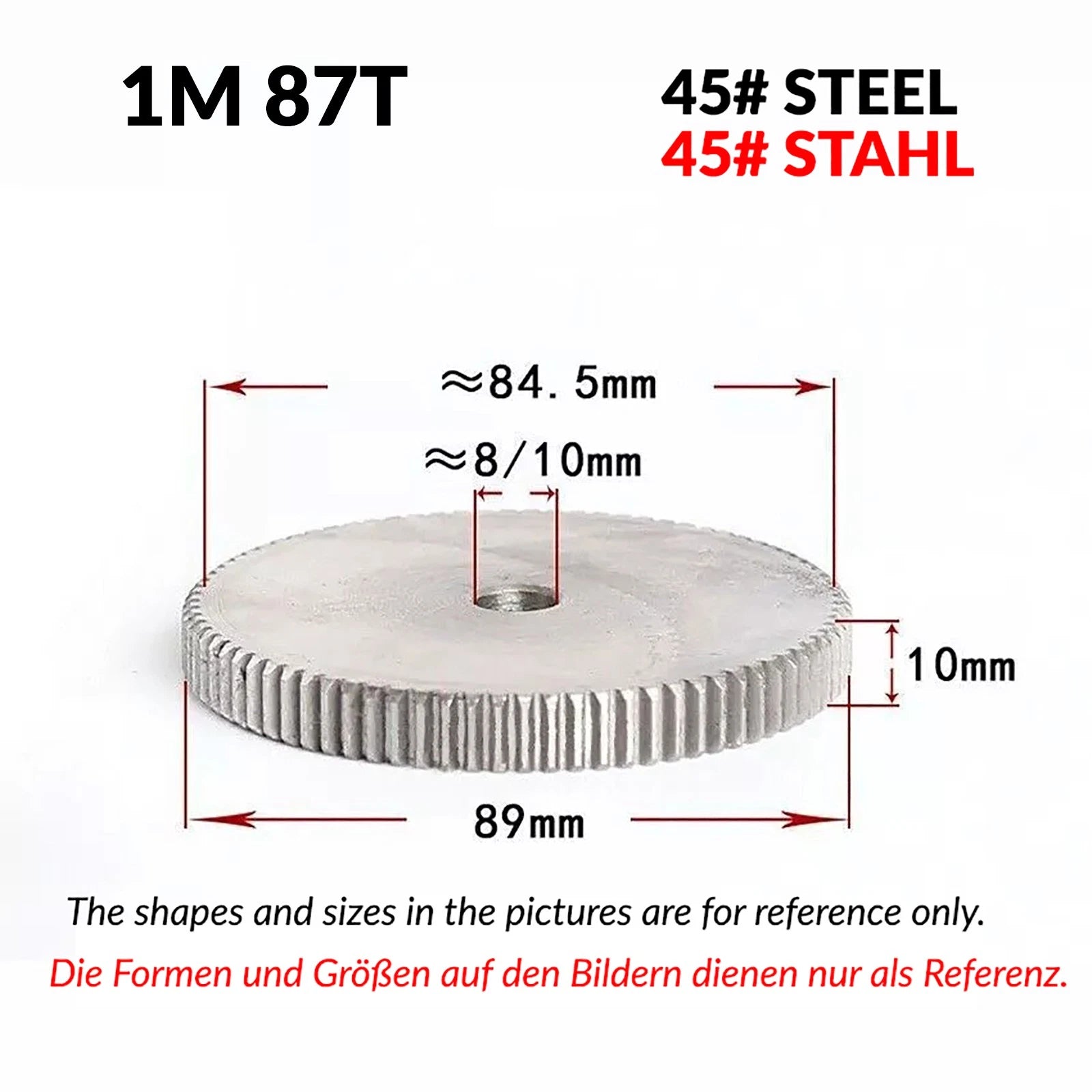 1/1.5/2 Mod 12T-150T Spur Gear 45# Steel Pinion Gear Thickn10-20mm Transmission