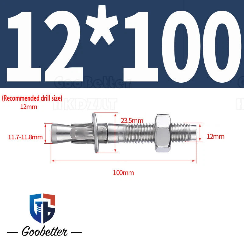 Stainless Steel Through Anchor Bolts — M6 M8 M10 M12 M16 Expansion Bolt