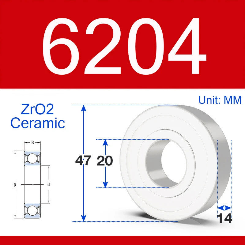 ZrO2 Ceramic Deep Groove Ball Bearing Double Shield 2RS Zirconia Roller Bearings