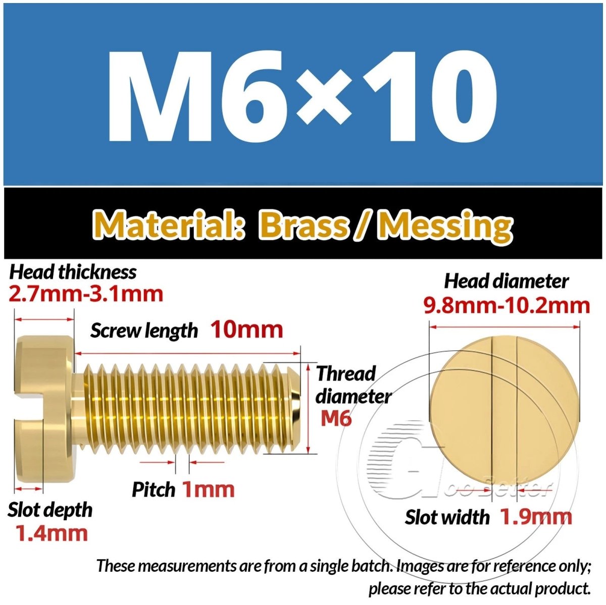 Brass Slotted Pan Head Machine Screws — M2 to M10, Multiple Lengths - HomeDIYer