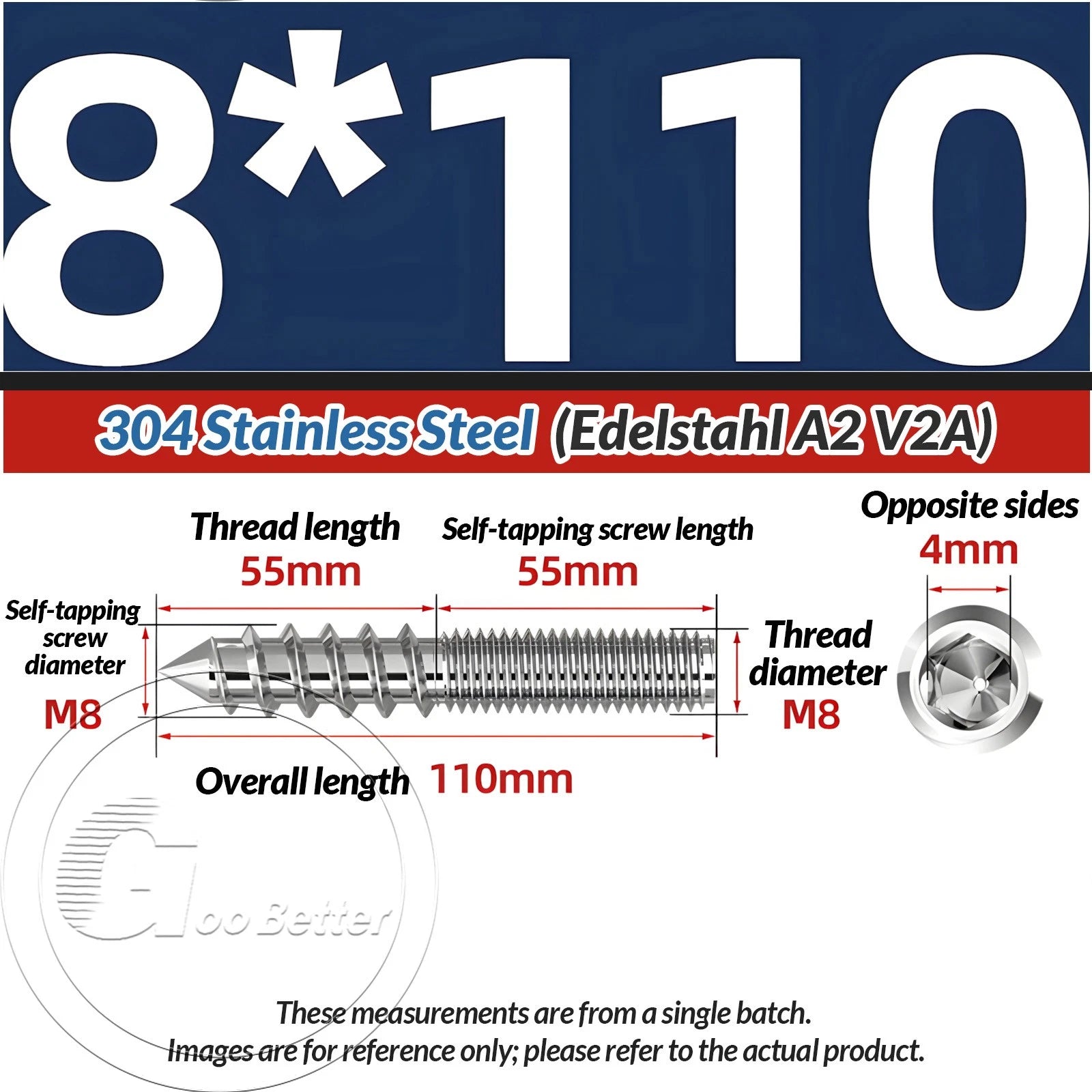 A2 Stainless Steel Hanger Bolts Dual Thread Dowel Screws M4–M12 for Furniture