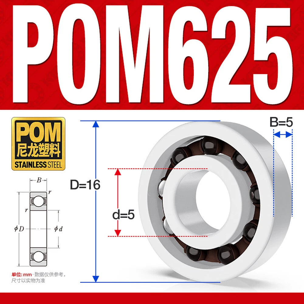 POM Plastic Bearing Glass Ball Miniature Deep Groove Ball Bearings Various Sizes