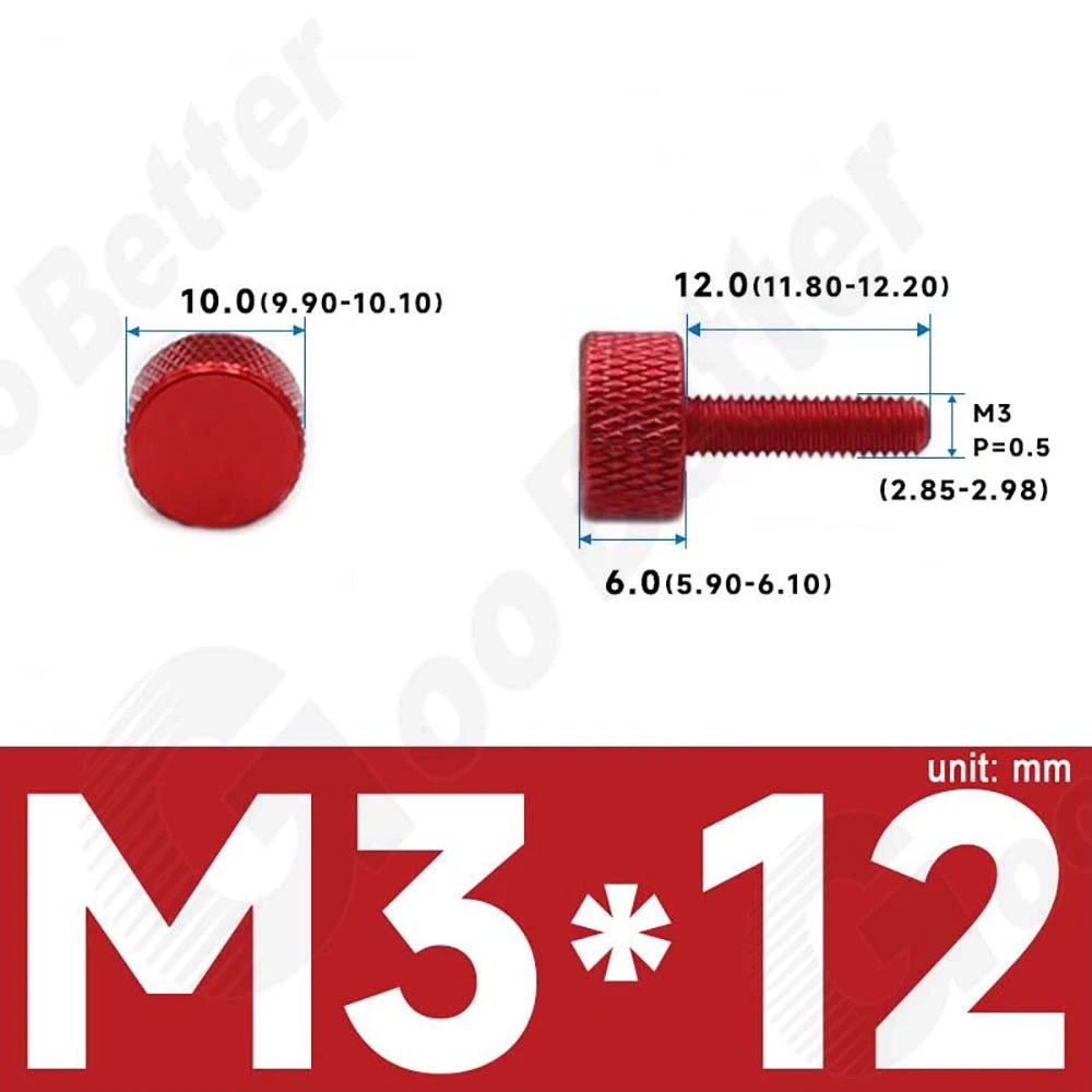 M3 M4 Knurled Thumb Screws – Aluminum Alloy Flat Head Hand Knob Bolts
