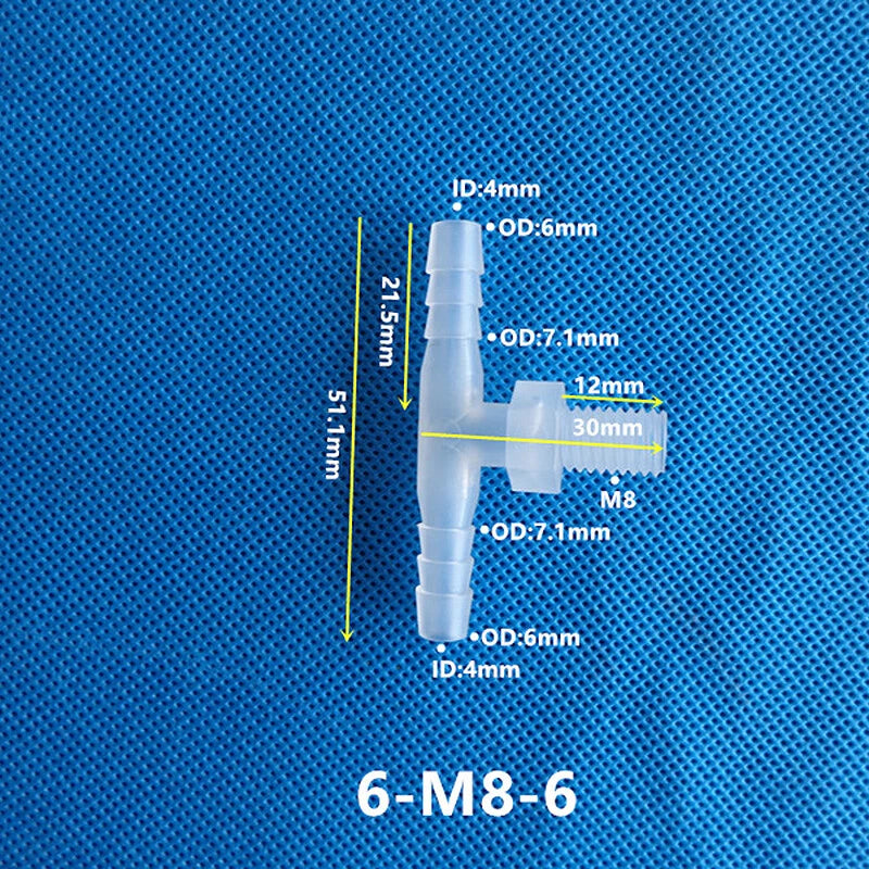 Plastic Male Thread 3-Way Hose Barb Connector — BSP & Metric, Equal Diameter