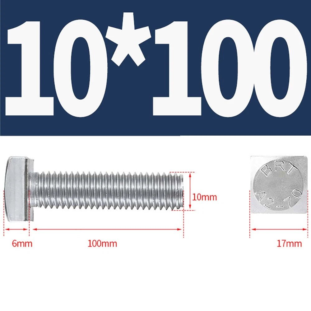 M8 M10 M12 Square Head Bolts Full Threaded 304 Stainless Steel 12–100mm - HomeDIYer