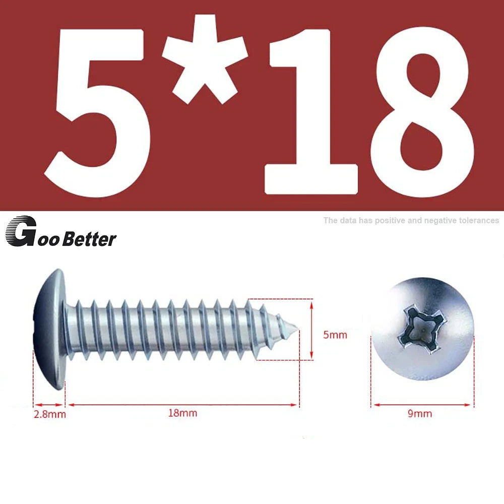 M3 M4 M5 M6 Pan Head Self Tapping Screws – Zinc Plated Carbon Steel