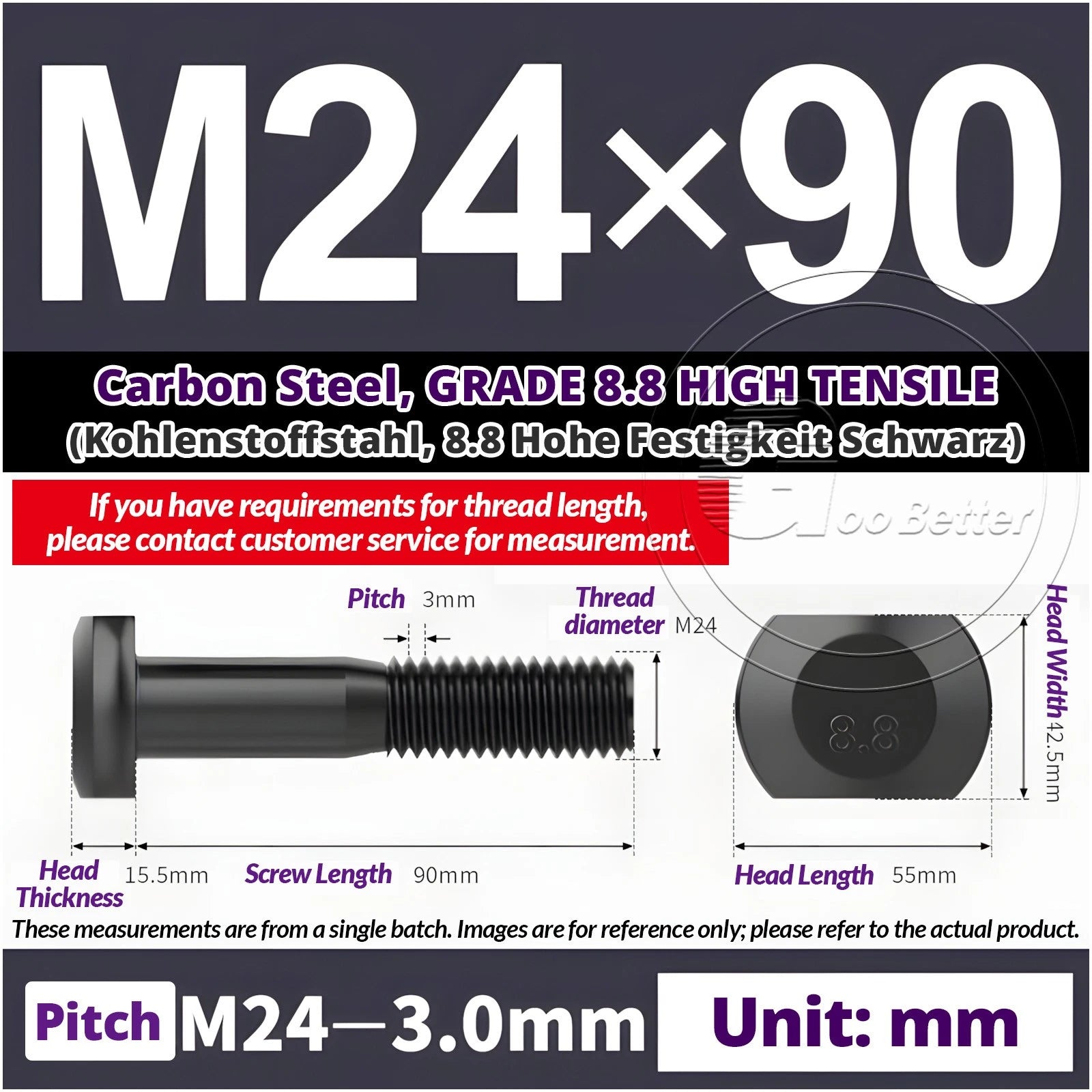 T-Slot Bolts M22 - M42 T Track Bolts 70mm to 500mm Long GRADE 8.8 HIGH TENSILE