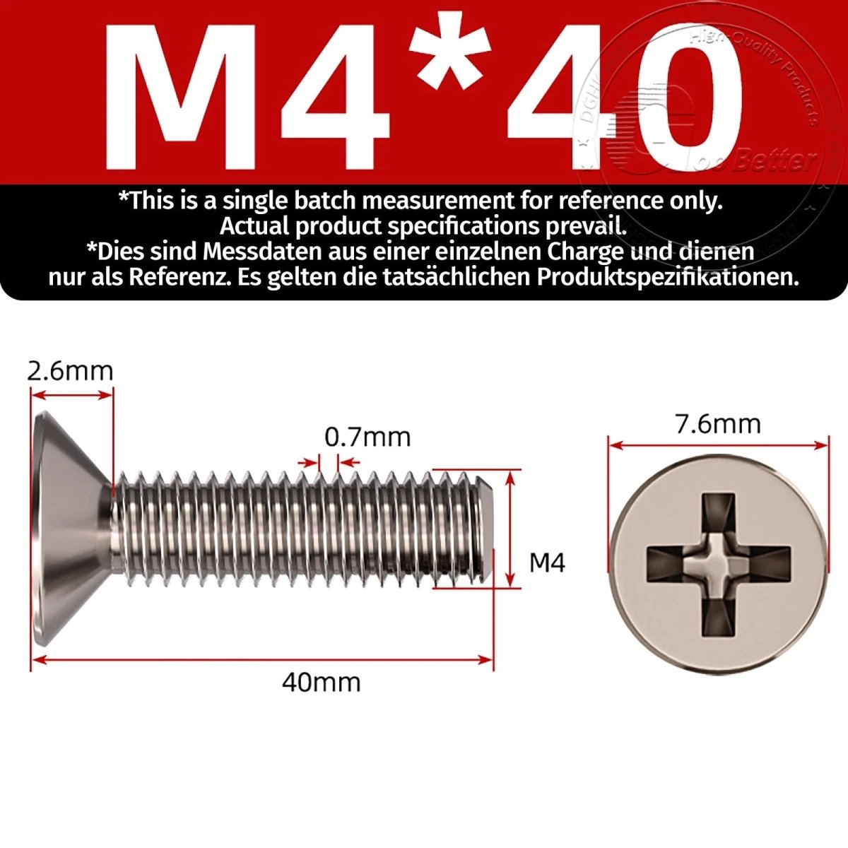 Titanium Phillips Flat Head Machine Screws — GR2 Countersunk, M2 to M8 - HomeDIYer