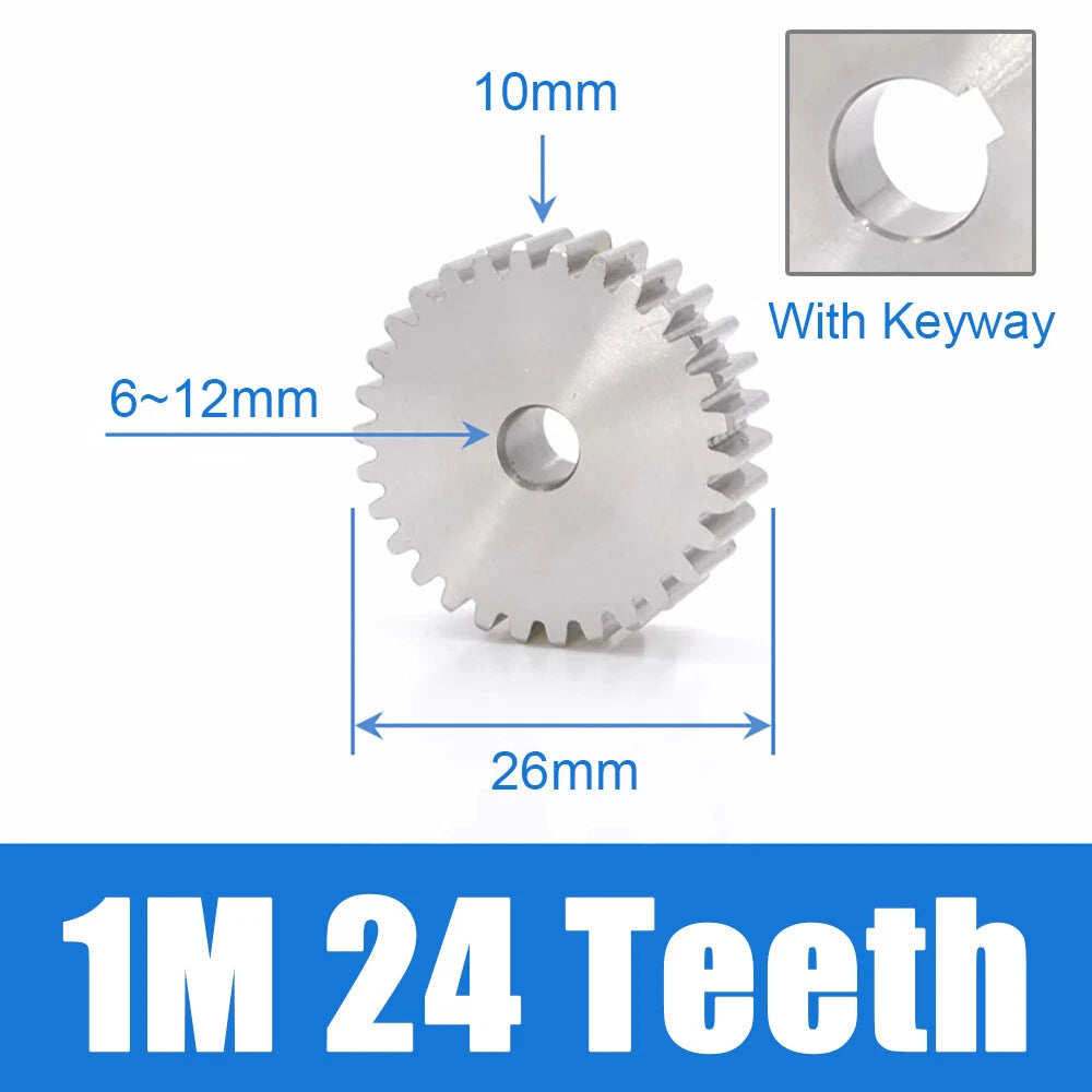 1/1.5/2 Mod 12~120 Teeth, Flat Gear Cylindrical Gear, Spur Gears Stainless Steel