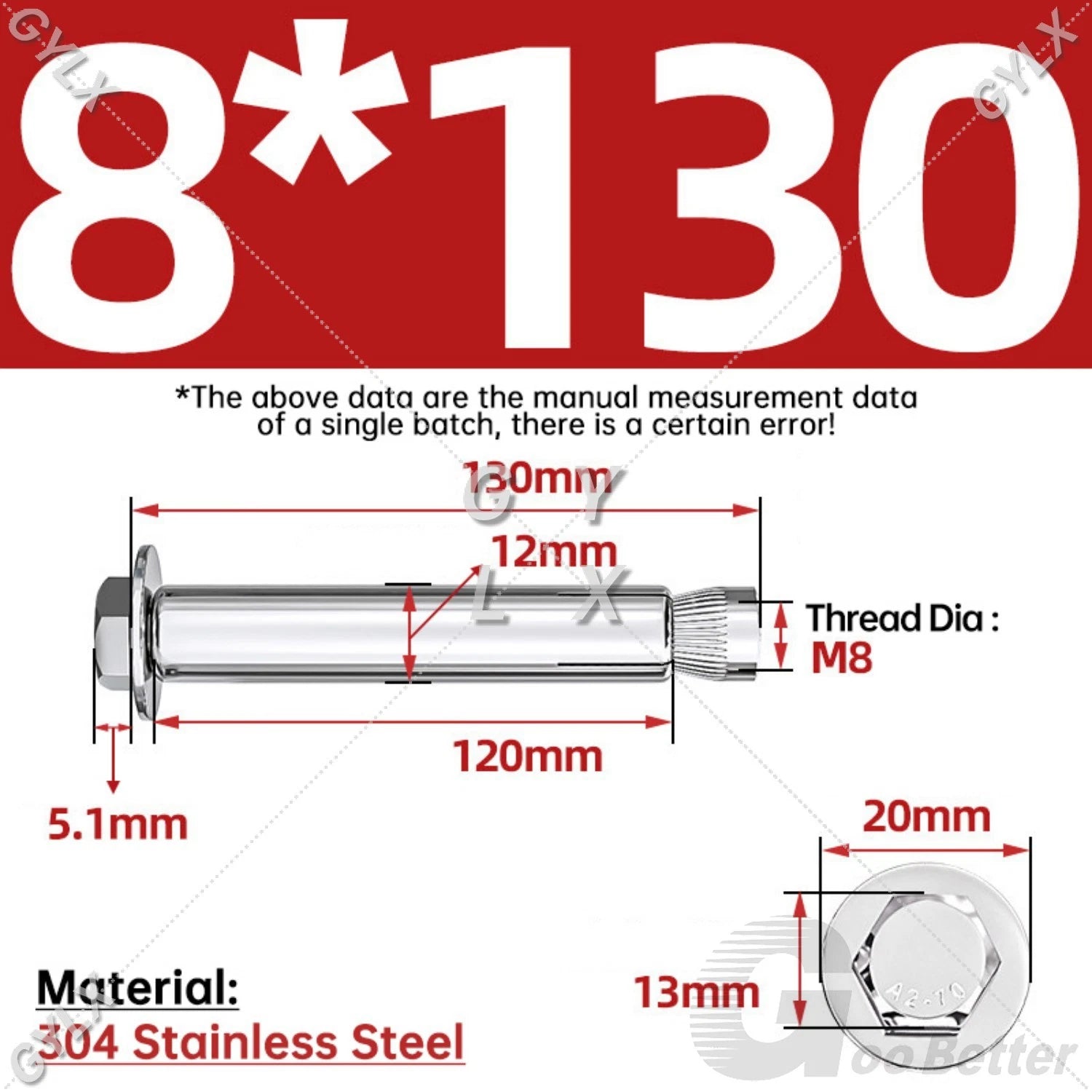 Expansion Anchor Bolts for Masonry — M6 to M16, Stainless Steel & Zinc-Coated