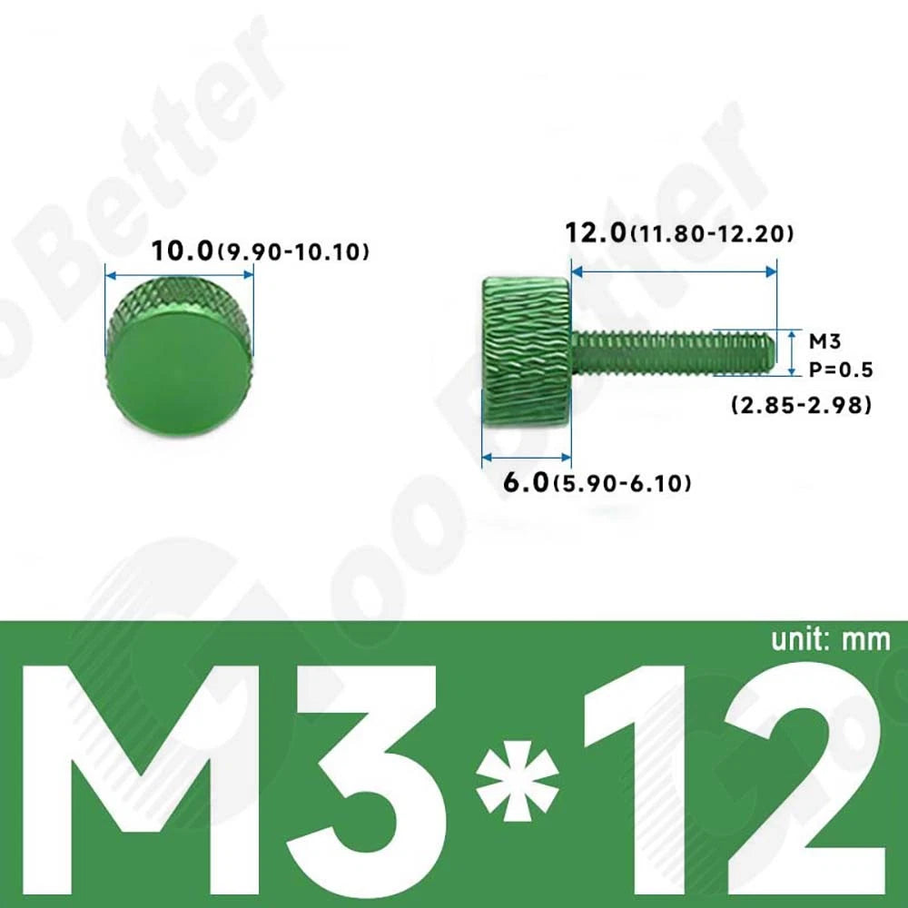 M3 M4 Knurled Thumb Screws – Aluminum Alloy Flat Head Hand Knob Bolts