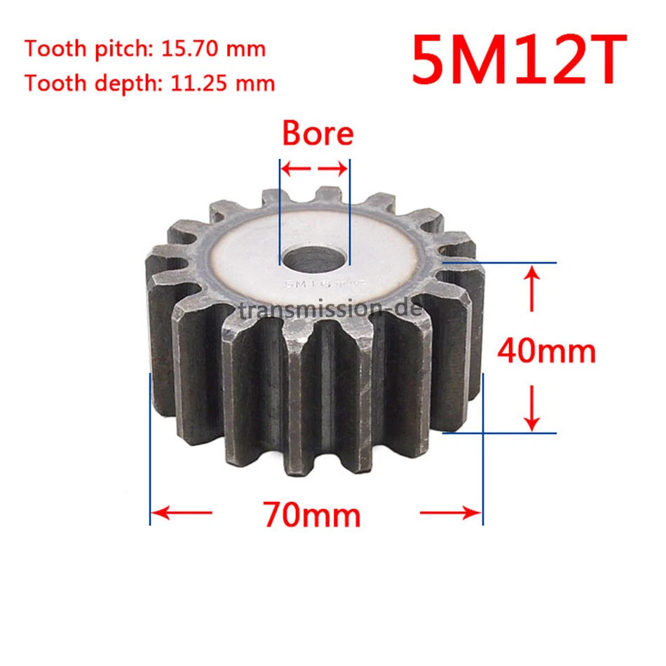 Mod 2/2.5/3/4/5 Spur Gear 10T-63T 45# Steel Pinion Gear Metal Gear Thick 20-40mm