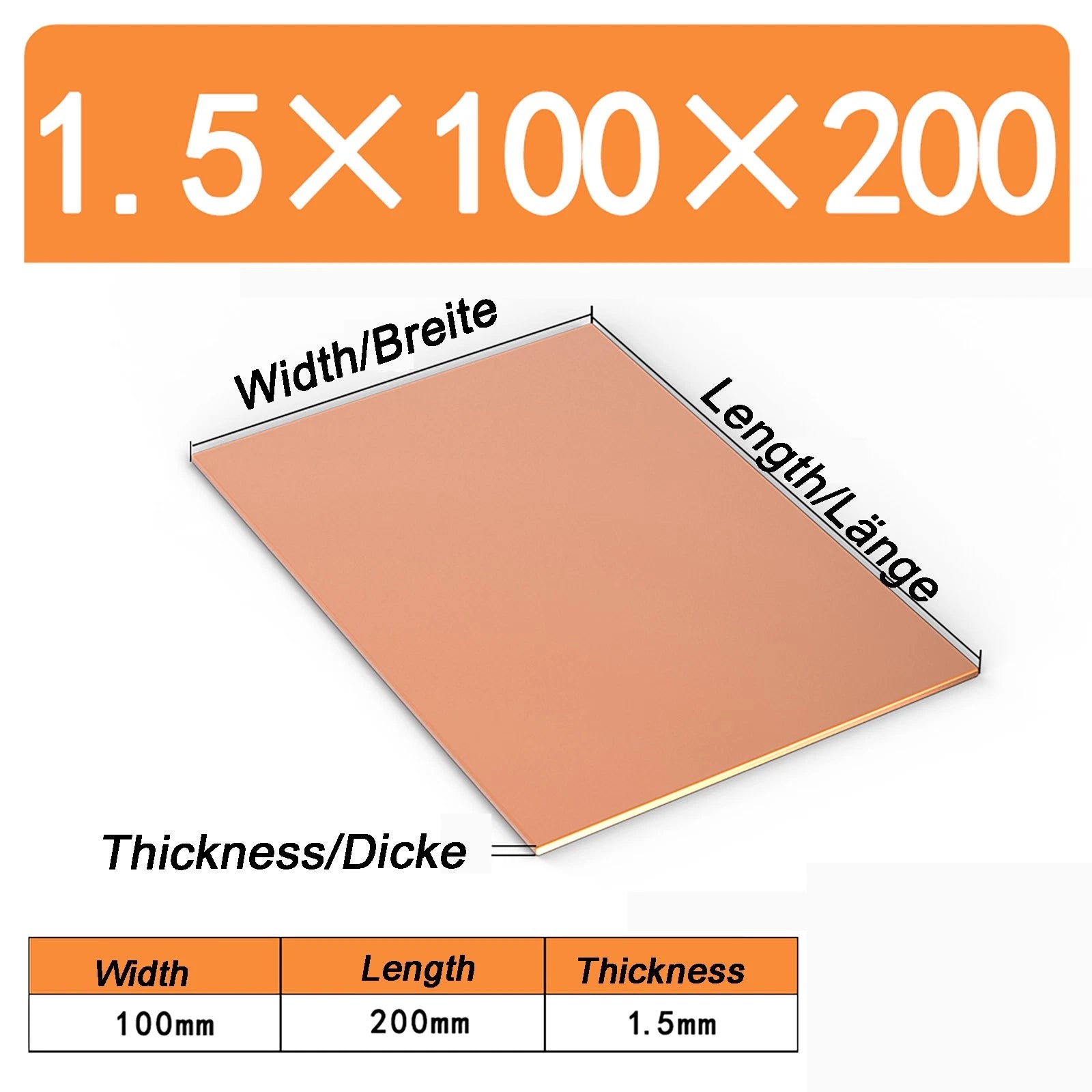 Natural Copper Sheet Metal guillotine cut - 0.3mm - 6.0mm - Multiple