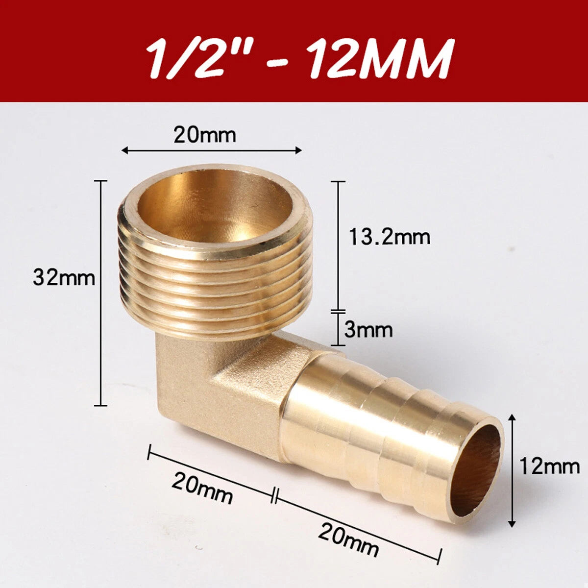 Brass 90° Elbow Barbed Hose Tail Fitting — Male & Female NPT Thread, Air Water