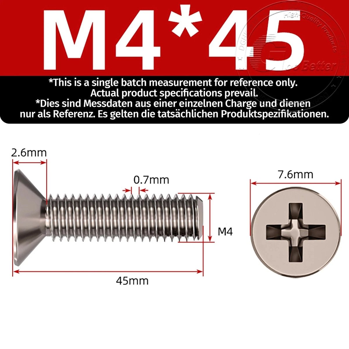 Titanium Phillips Flat Head Machine Screws — GR2 Countersunk, M2 to M8 - HomeDIYer