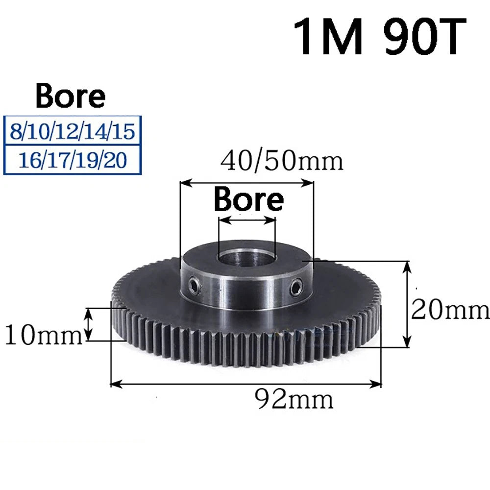 1 Mod 10T-100T Precision Spur Pinion Gear With Step 45# Steel Motor Gear x 1Pcs