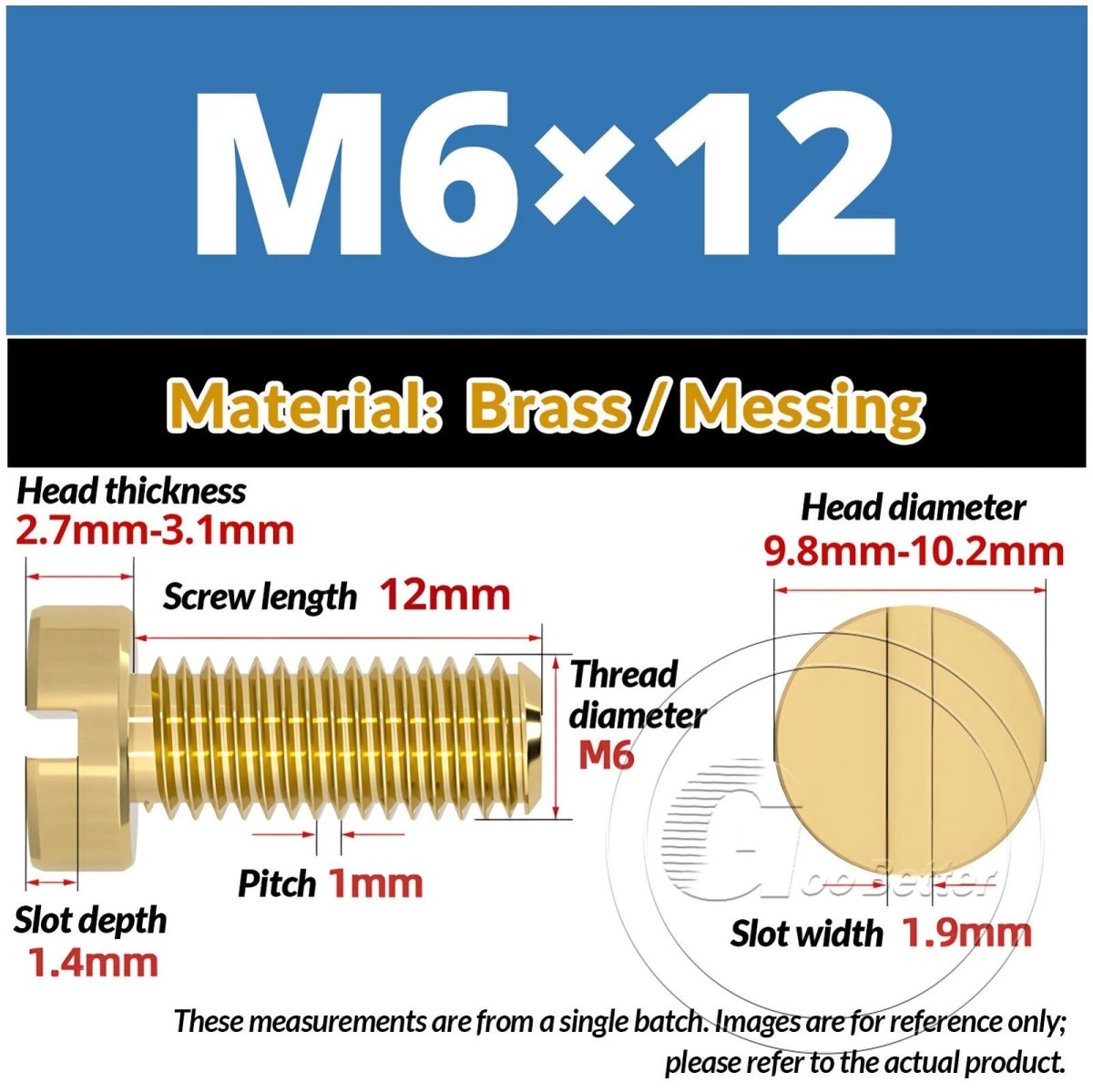 Brass Slotted Pan Head Machine Screws — M2 to M10, Multiple Lengths - HomeDIYer