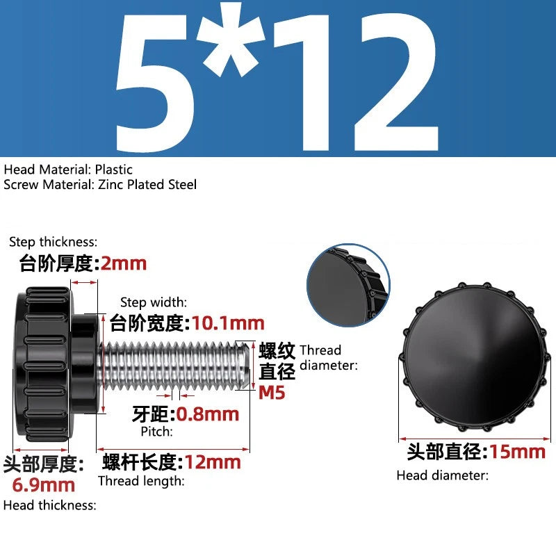 M3-M8 A2/304 Stainless Steel Plastic Knob Thumb Screws Hand Twist DIY Machinery