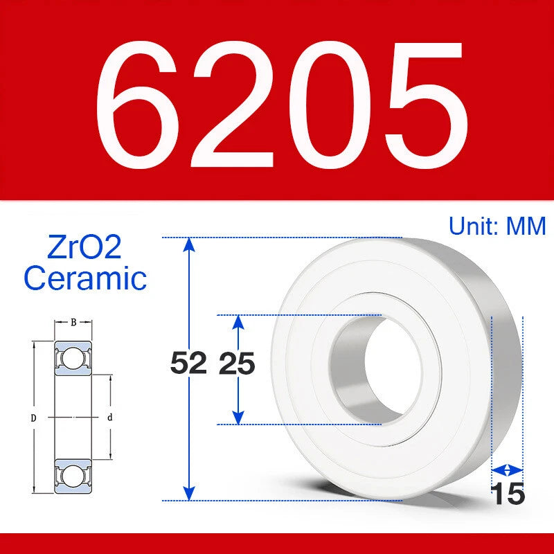 ZrO2 Ceramic Deep Groove Ball Bearing Double Shield 2RS Zirconia Roller Bearings