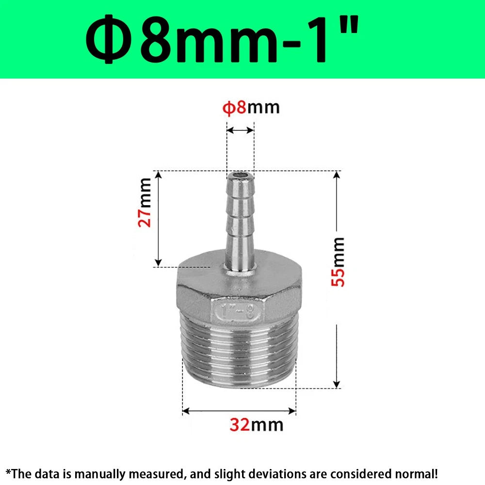 Male NPT Hose Barb Adapter Fittings – 316L Stainless Steel