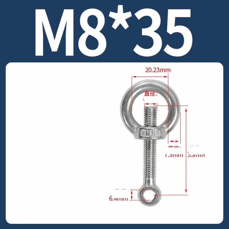 A2 Stainless Steel Eye Bolts with Nut — M5 M6 M8 M10 M12 Threaded Ring Screws - HomeDIYer