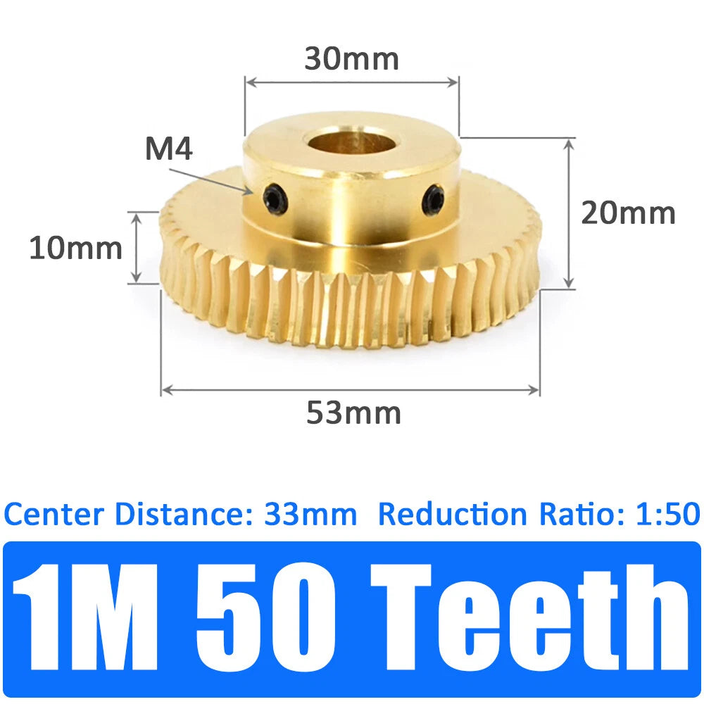 0.5/0.8/1/1.5 Module, 20 to 60 Teeth, Brass Worm Wheel Gear Shaft Hole 4mm-12mm