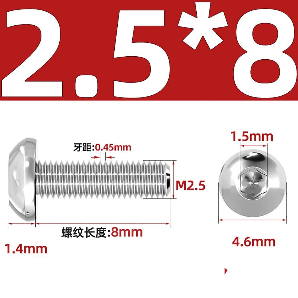 M1.6–M5 A2 Stainless Steel Button Head Socket Cap Screws – Round Pan Head, Hex Drive, Fully Threaded