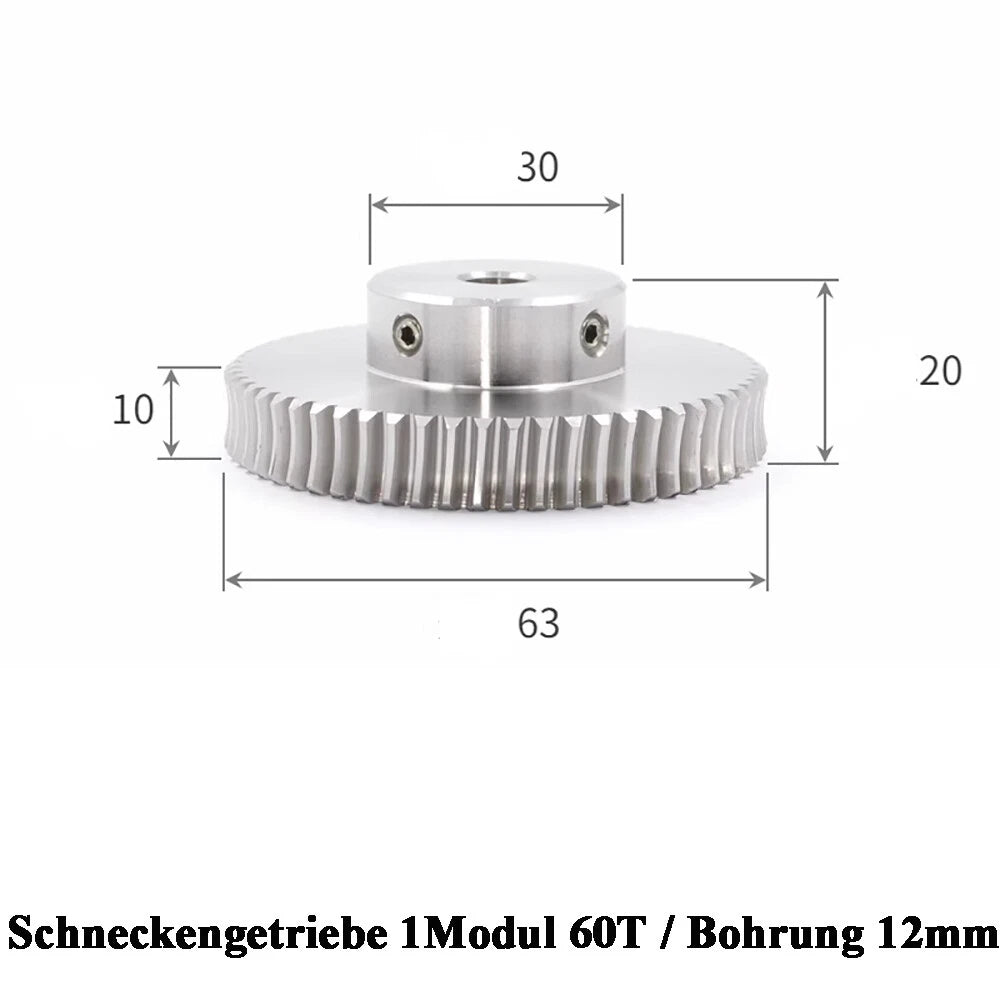 Stainless Steel A2 Module 1 Worm Shaft Worm Gear Wheel 15 to 60 Tooth Precision