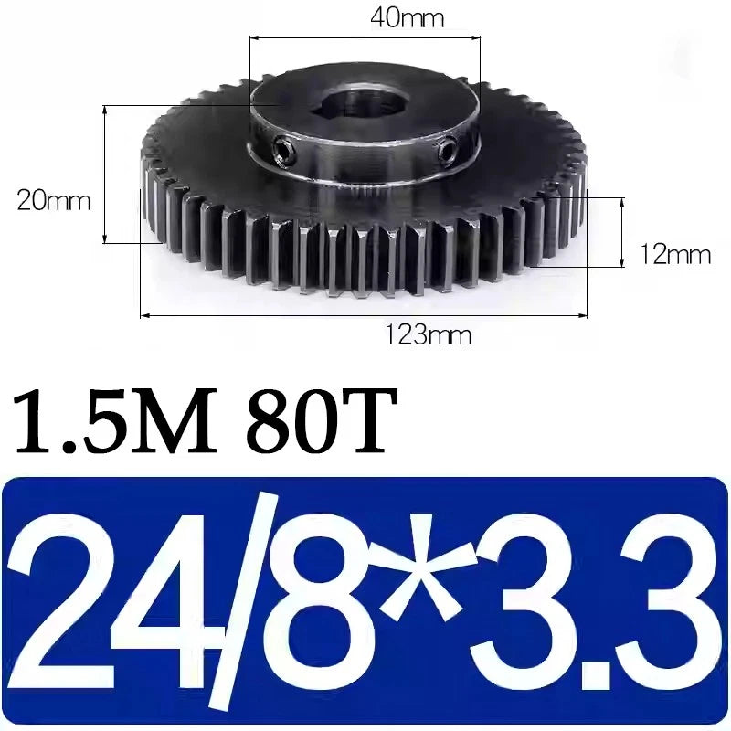 Spur Gears 1.5 Mod Transmission Gear With Step 45#Steel Pinion Motor Gear 30/80T