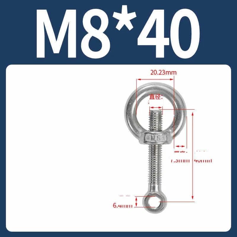 A2 Stainless Steel Eye Bolts with Nut — M5 M6 M8 M10 M12 Threaded Ring Screws - HomeDIYer